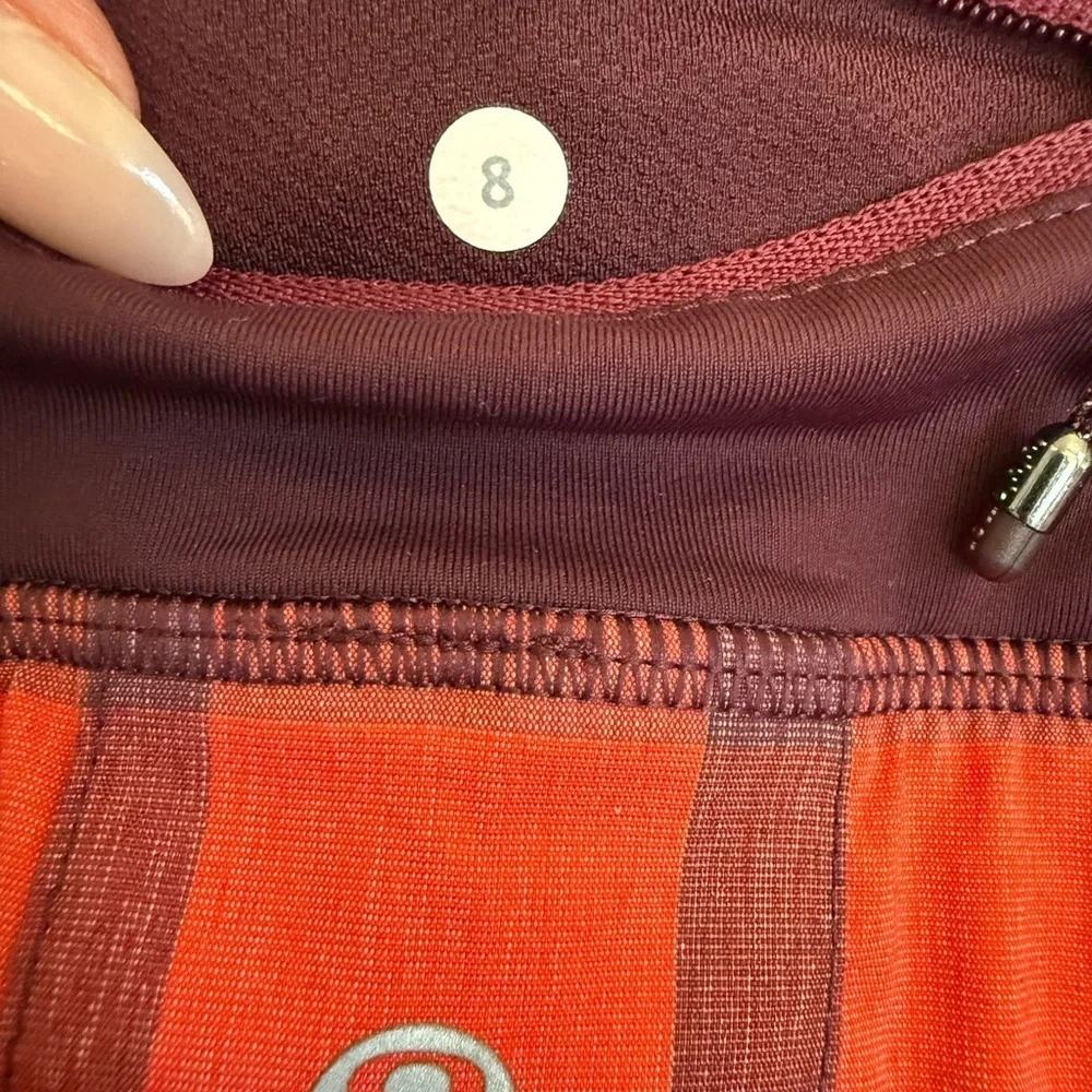 Y2K Lululemon Pace Setter Skirt Yama Check Heathered Flaming Tomato Sz8 Rare